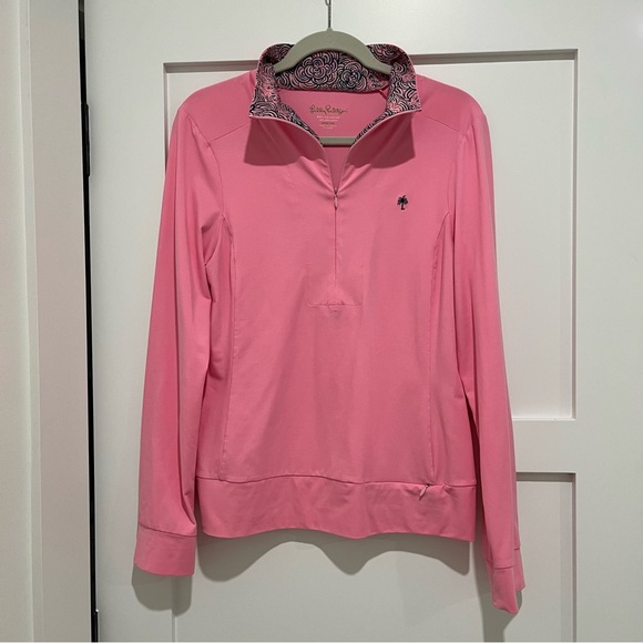 Lilly Pulitzer Tops - Lilly Pulitzer Pink Half-Zip Pullover Long Sleeve Top size medium